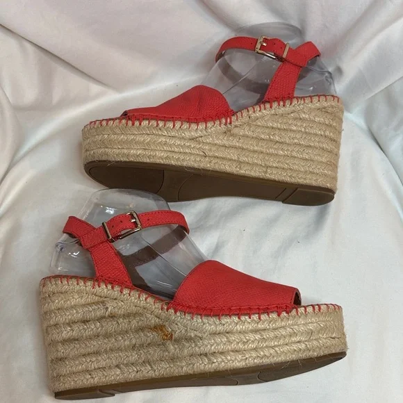 Franco Sarto Tamara Red Wedge Espadrille Sandals Size 8 - Picture 4 of 10